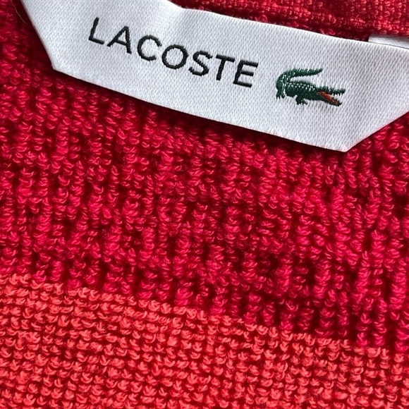 LACOSTE Bath Towel Red 100% Cotton 30”X 52” Large Crocodile NWT - Picture 2 of 8